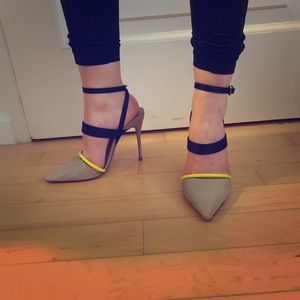 Schutz Stilettos with neon stripe